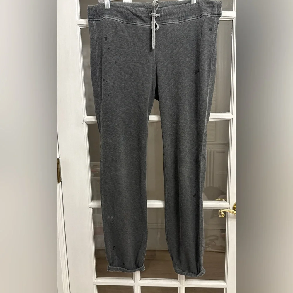 STANDARD JAMES PERSE Women's Dark Gray Drawstring Splatter Detail Sweatpants